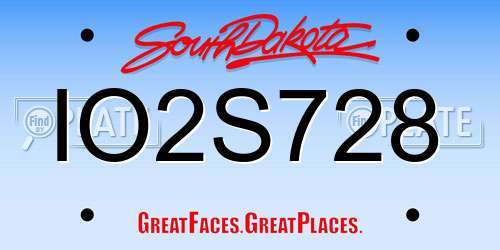 IO2S728 South Dakota License Plate