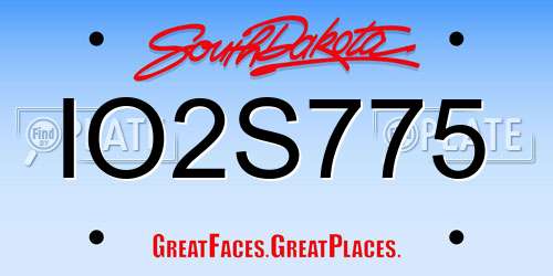 IO2S775 South Dakota License Plate
