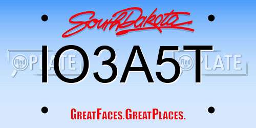 IO3A5T South Dakota License Plate