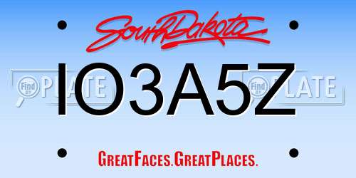 IO3A5Z South Dakota License Plate