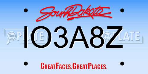 IO3A8Z South Dakota License Plate
