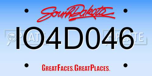 IO4D046 South Dakota License Plate