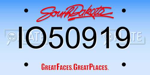 IO50919 South Dakota License Plate