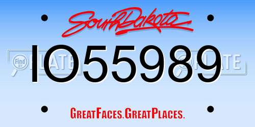 IO55989 South Dakota License Plate