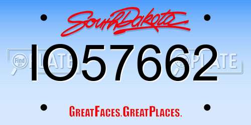 IO57662 South Dakota License Plate