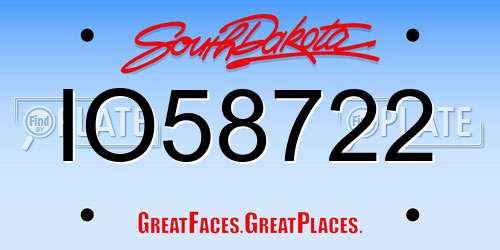 IO58722 South Dakota License Plate