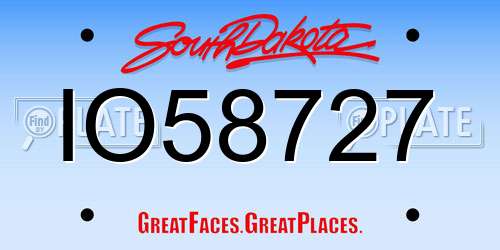 IO58727 South Dakota License Plate