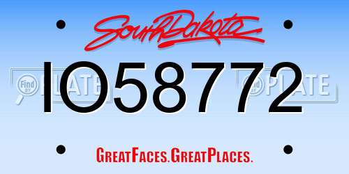 IO58772 South Dakota License Plate
