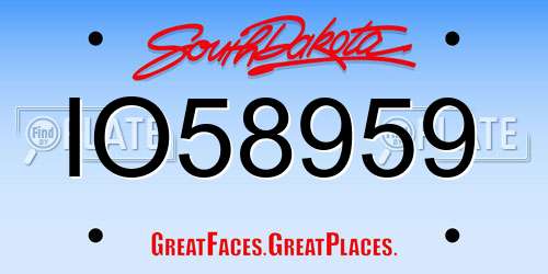 IO58959 South Dakota License Plate
