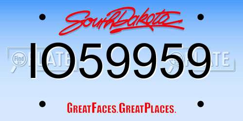 IO59959 South Dakota License Plate