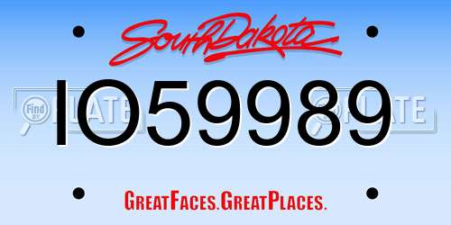 IO59989 South Dakota License Plate