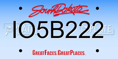 IO5B222 South Dakota License Plate
