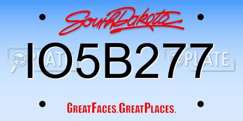 IO5B277 South Dakota License Plate