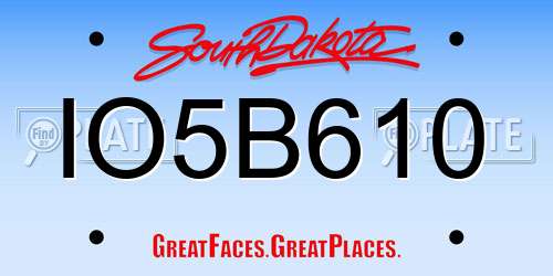 IO5B610 South Dakota License Plate