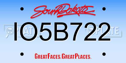 IO5B722 South Dakota License Plate