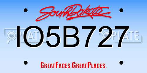 IO5B727 South Dakota License Plate