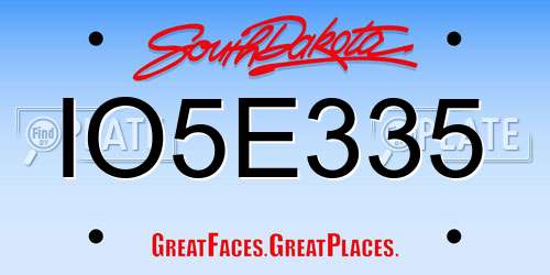 IO5E335 South Dakota License Plate