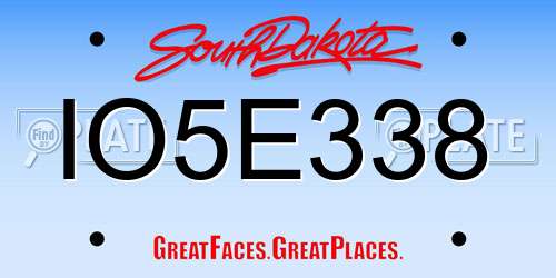 IO5E338 South Dakota License Plate