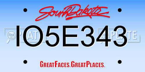 IO5E343 South Dakota License Plate