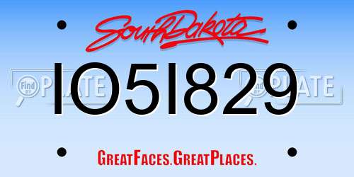 IO5I829 South Dakota License Plate