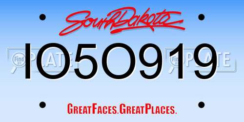 IO5O919 South Dakota License Plate