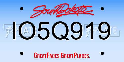 IO5Q919 South Dakota License Plate