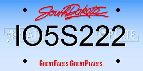 IO5S222 South Dakota License Plate