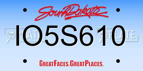 IO5S610 South Dakota License Plate