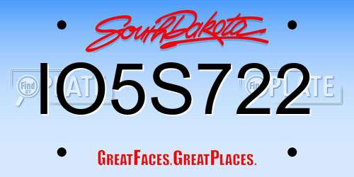 IO5S722 South Dakota License Plate
