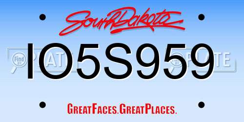 IO5S959 South Dakota License Plate