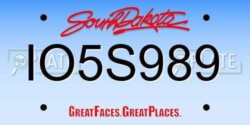 IO5S989 South Dakota License Plate