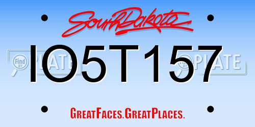 IO5T157 South Dakota License Plate