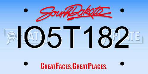 IO5T182 South Dakota License Plate
