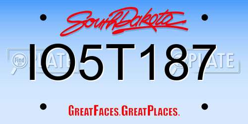IO5T187 South Dakota License Plate