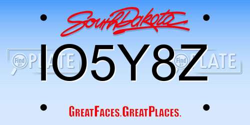 IO5Y8Z South Dakota License Plate