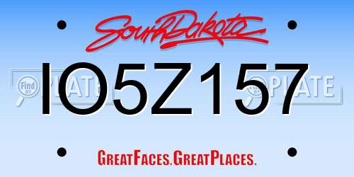 IO5Z157 South Dakota License Plate