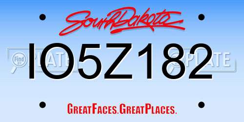 IO5Z182 South Dakota License Plate