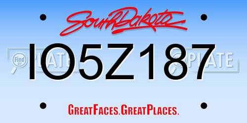 IO5Z187 South Dakota License Plate