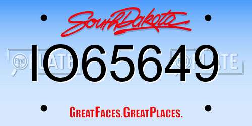 IO65649 South Dakota License Plate