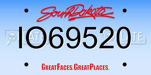 IO69520 South Dakota License Plate
