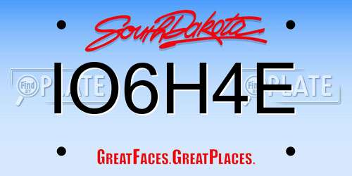 IO6H4E South Dakota License Plate