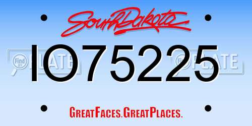 IO75225 South Dakota License Plate