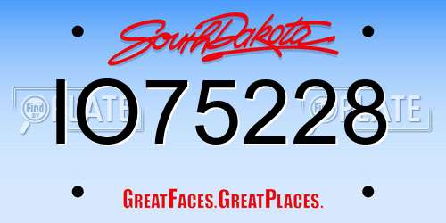IO75228 South Dakota License Plate