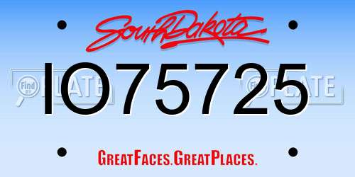 IO75725 South Dakota License Plate