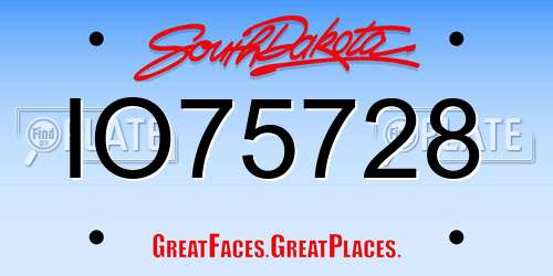 IO75728 South Dakota License Plate