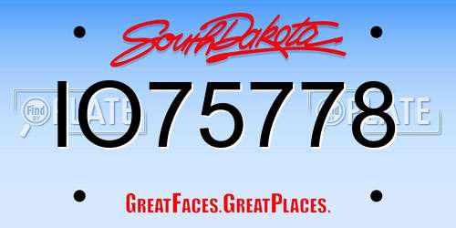 IO75778 South Dakota License Plate