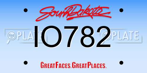 IO782 South Dakota License Plate