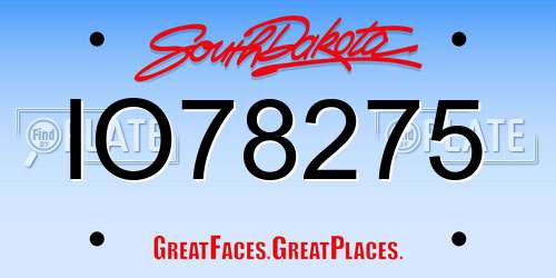 IO78275 South Dakota License Plate