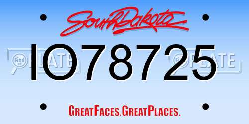 IO78725 South Dakota License Plate