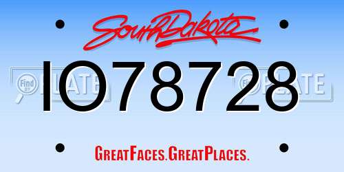 IO78728 South Dakota License Plate